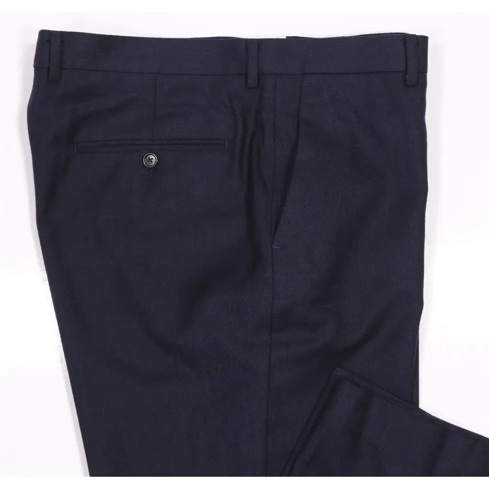 J Crew Ludlow Slim Mood Wool Cotton Navy Blue Woven Dress Pants 36x32